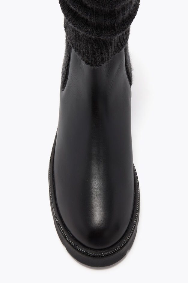 BOTTINE BIKA CUIR ET CACHEMIRE NOIR AVEC CRISTAUX 50 BOTTINE BIKA CUIR ET CACHEMIRE NOIR AVEC CRISTAUX 50