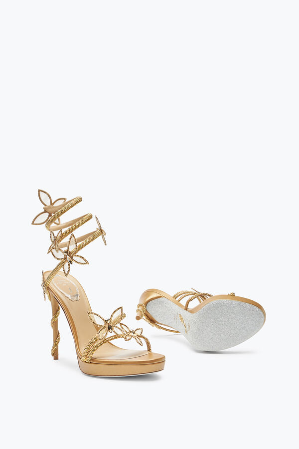 Margot Gold Platform Sandal With Butterflies 120