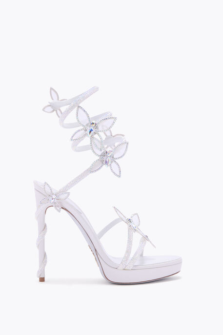 MARGOT WHITE PLATFORM SANDAL WITH BUTTERFLIES 120