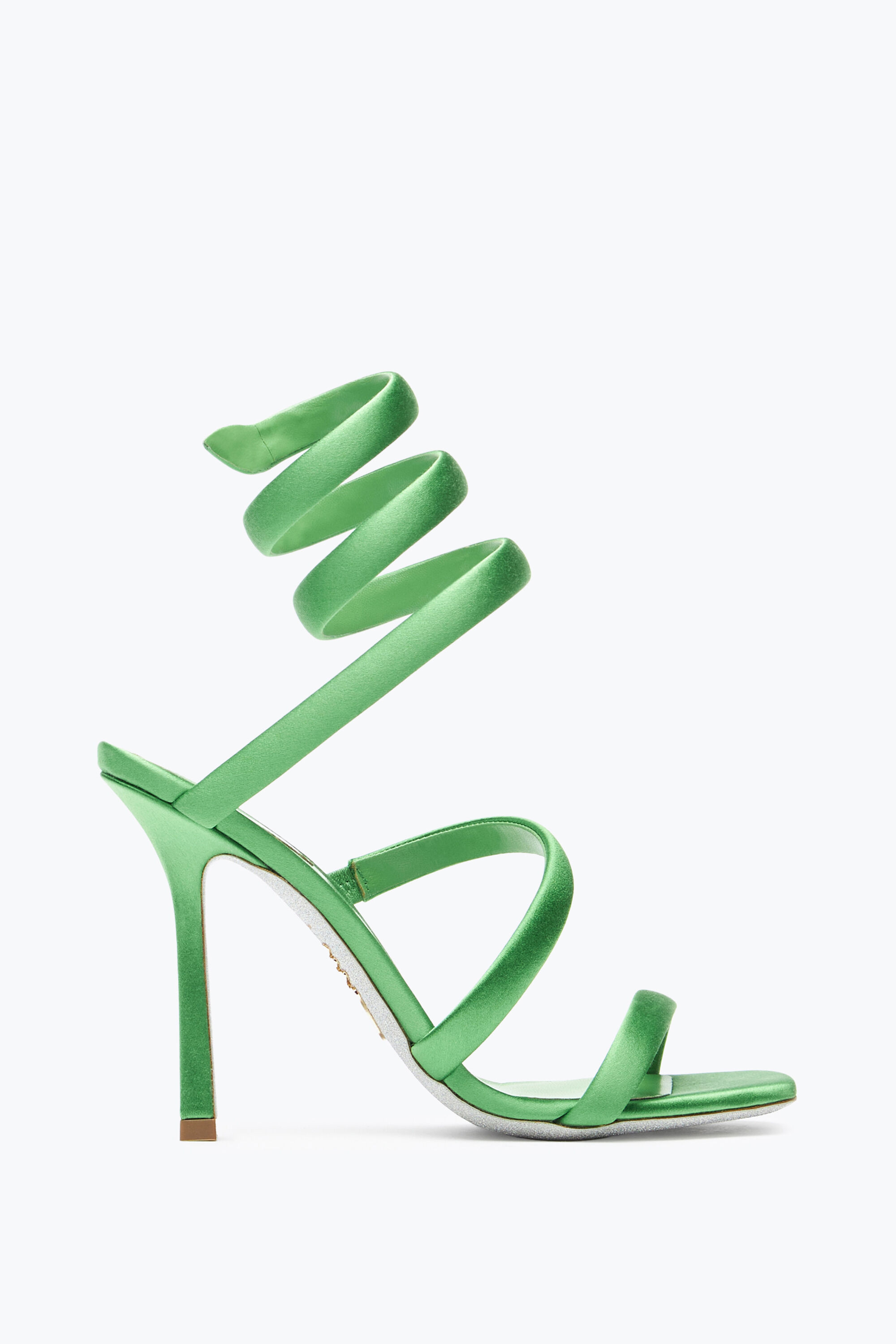 Sandalia Cleopatra de sat n verde fluorescente 105 Sandalias en