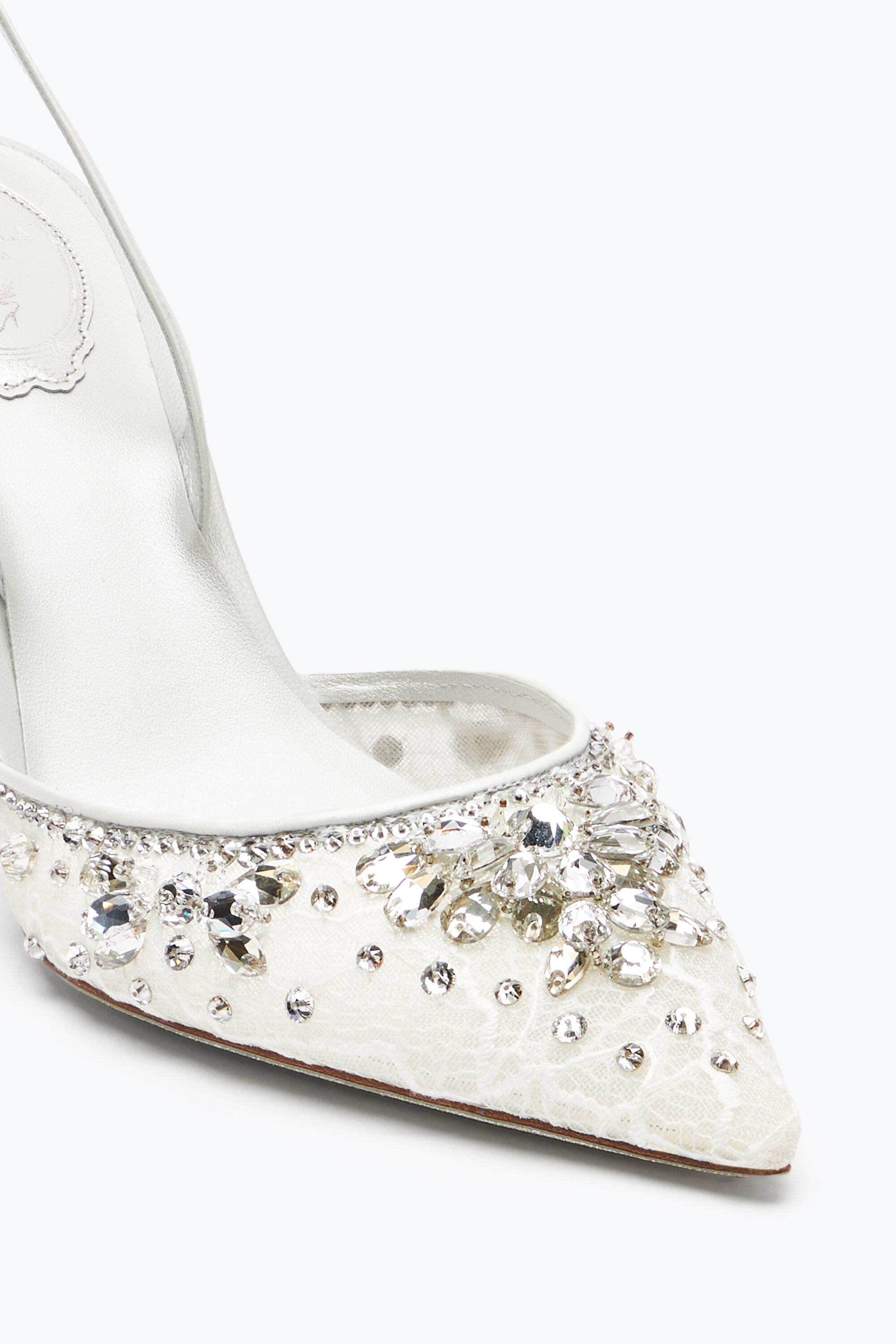 Jeweled Hina Crystal White Slingback 80 Rene Caovilla