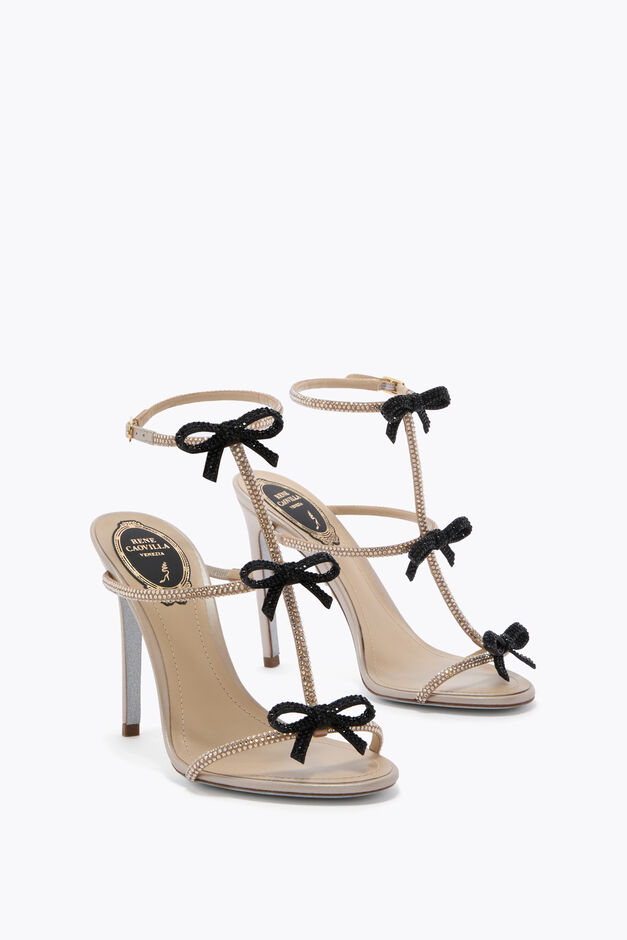 CATERINA BEIGE SATIN/GOLDEN SHADOW-JET STRAS SANDAL