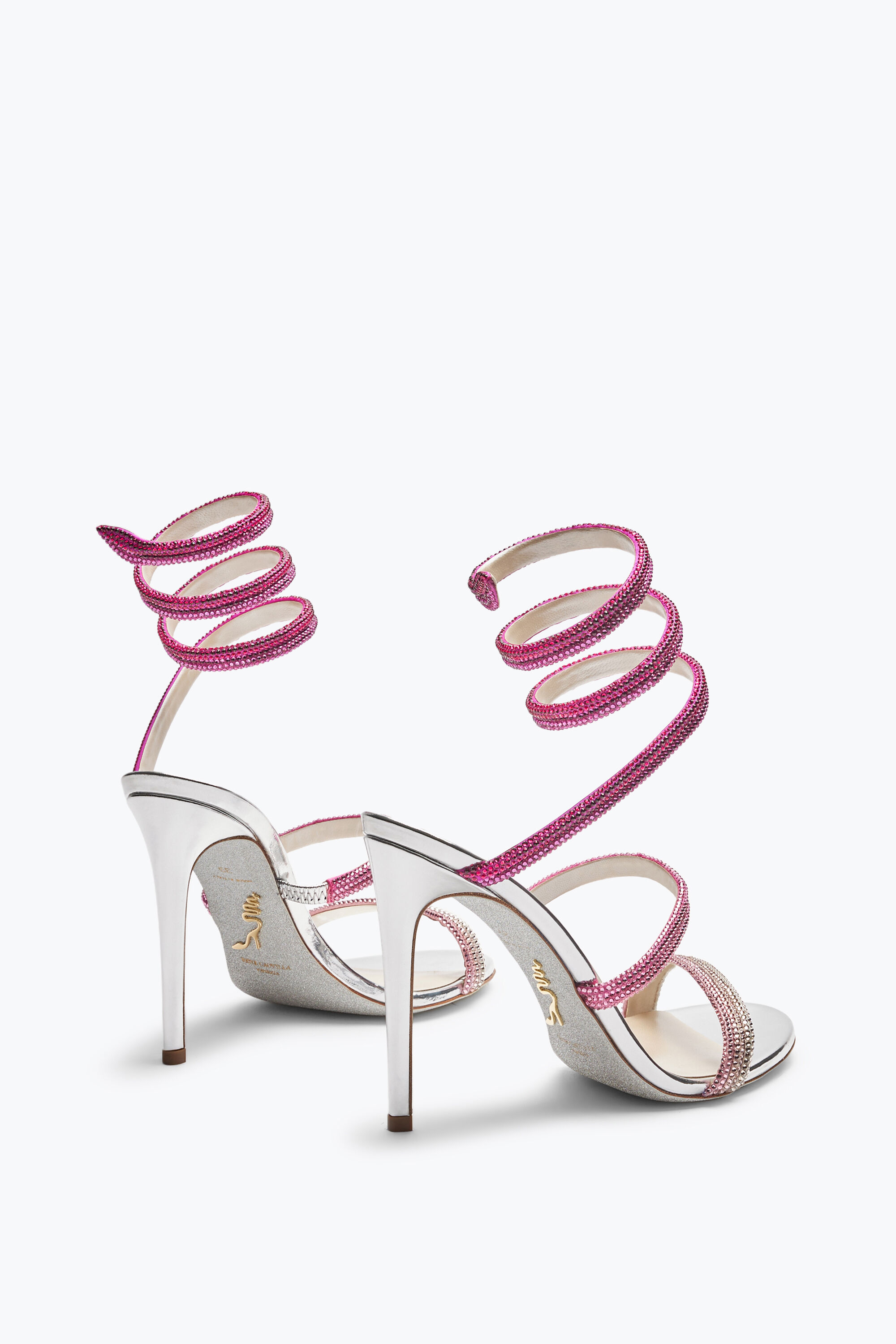 Jeweled Cleo Silver Sandal With Pink Degradé Crystals 105