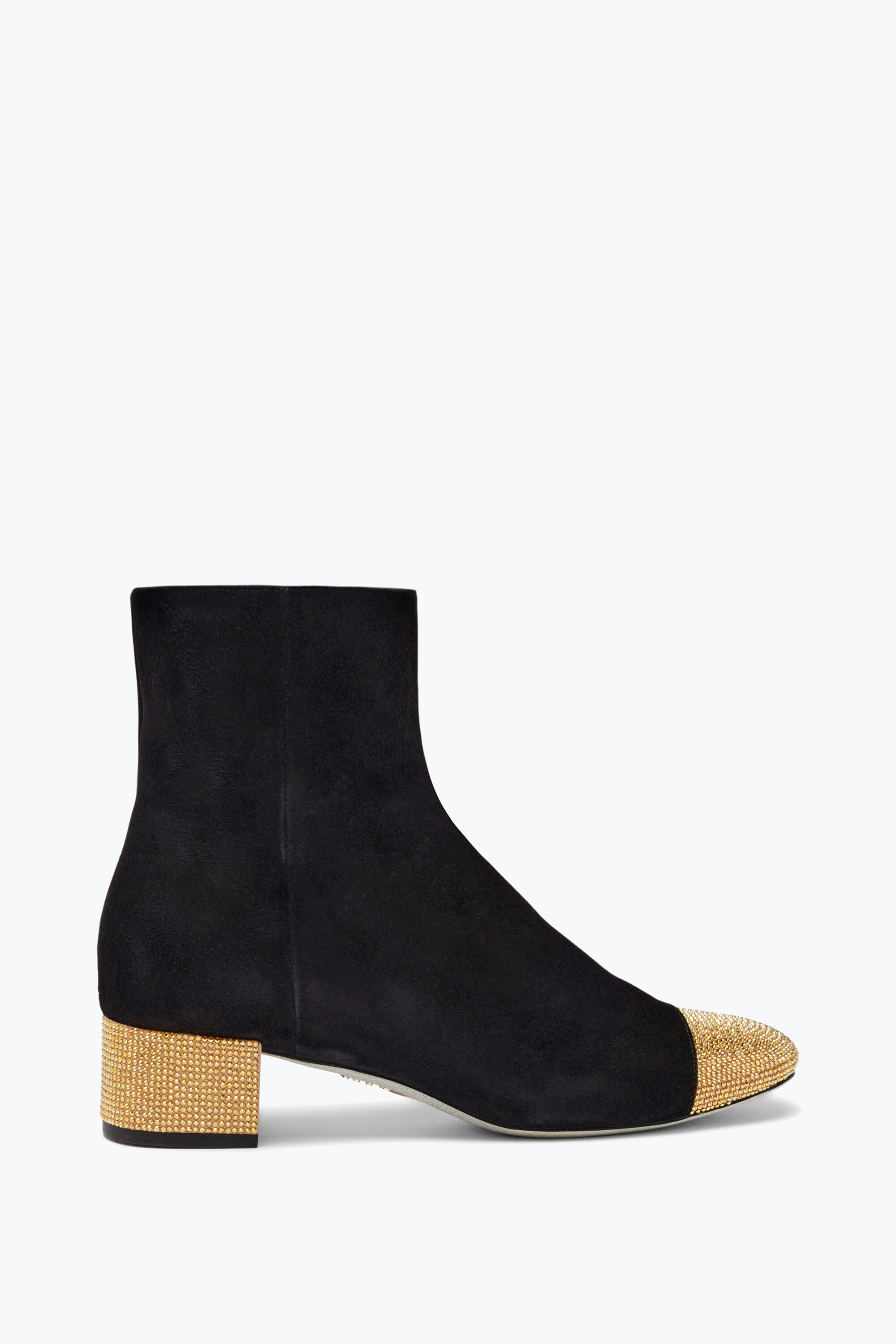 Jeweled Bonnie Black And Gold Bootie 40 Rene Caovilla