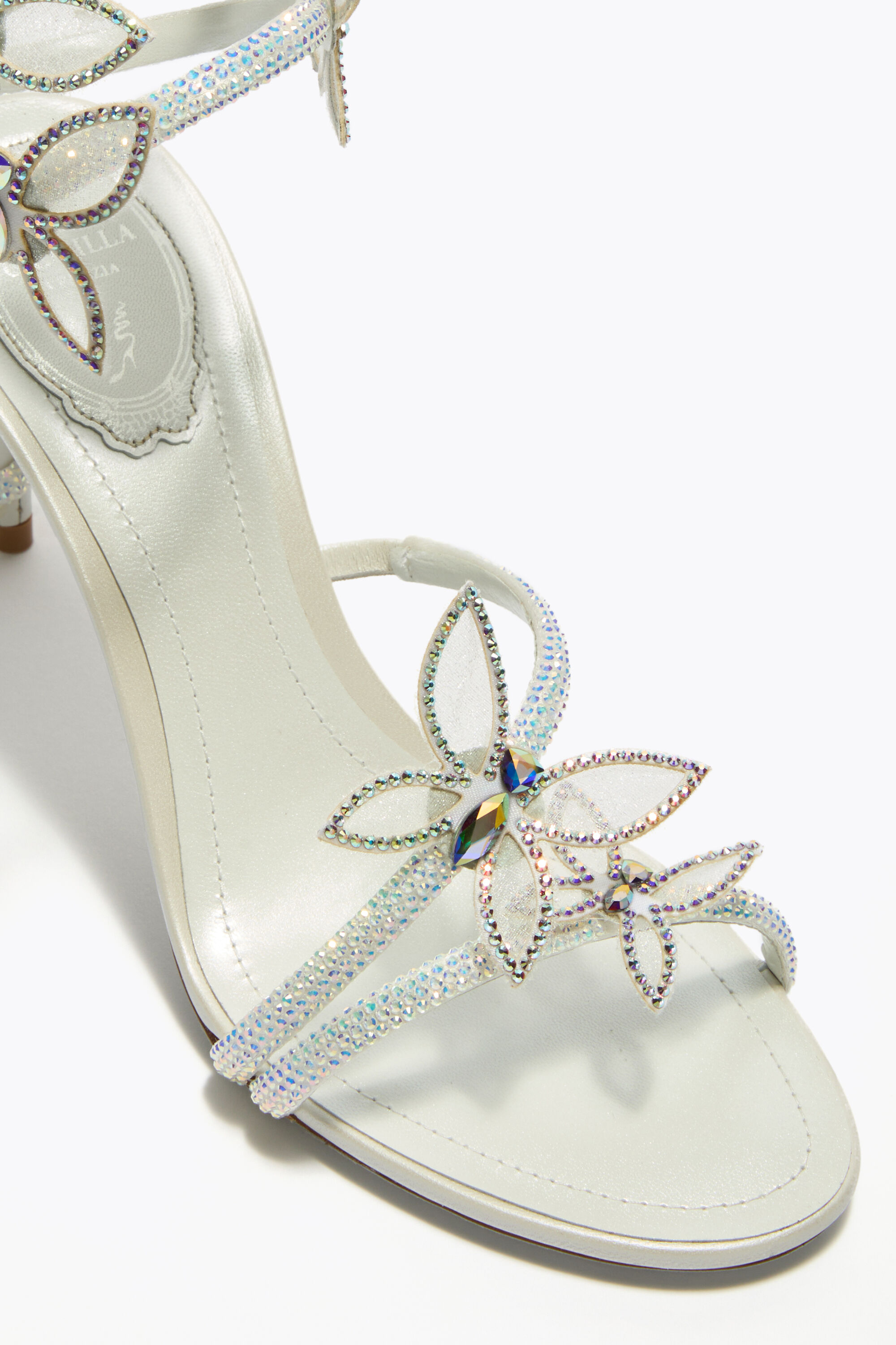 Jeweled MARGOT WHITE SANDAL WITH BUTTERFLIES 80 | Rene Caovilla®