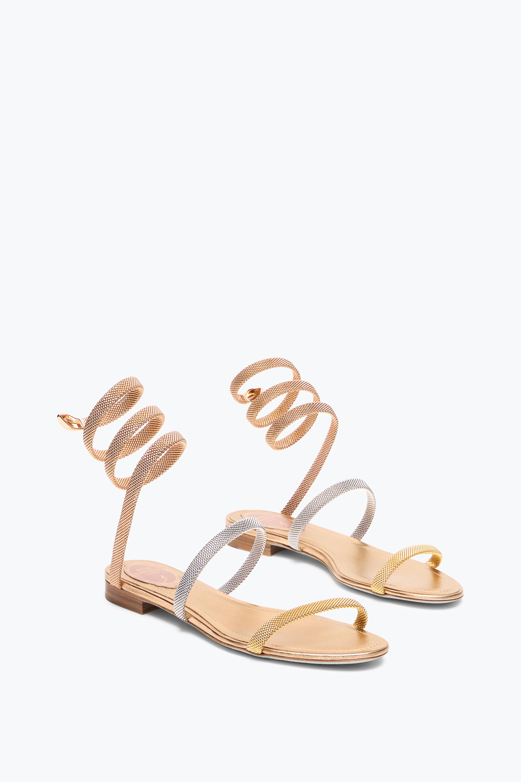 【関税込み】RENE CAOVILLA TRIGOLD CLEO' SANDALS RENÉ CAOVILLA Trigold Cleo gold-tone and leather sandals