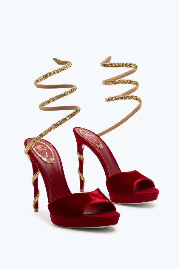 Margot Red Velvet Sandal 120