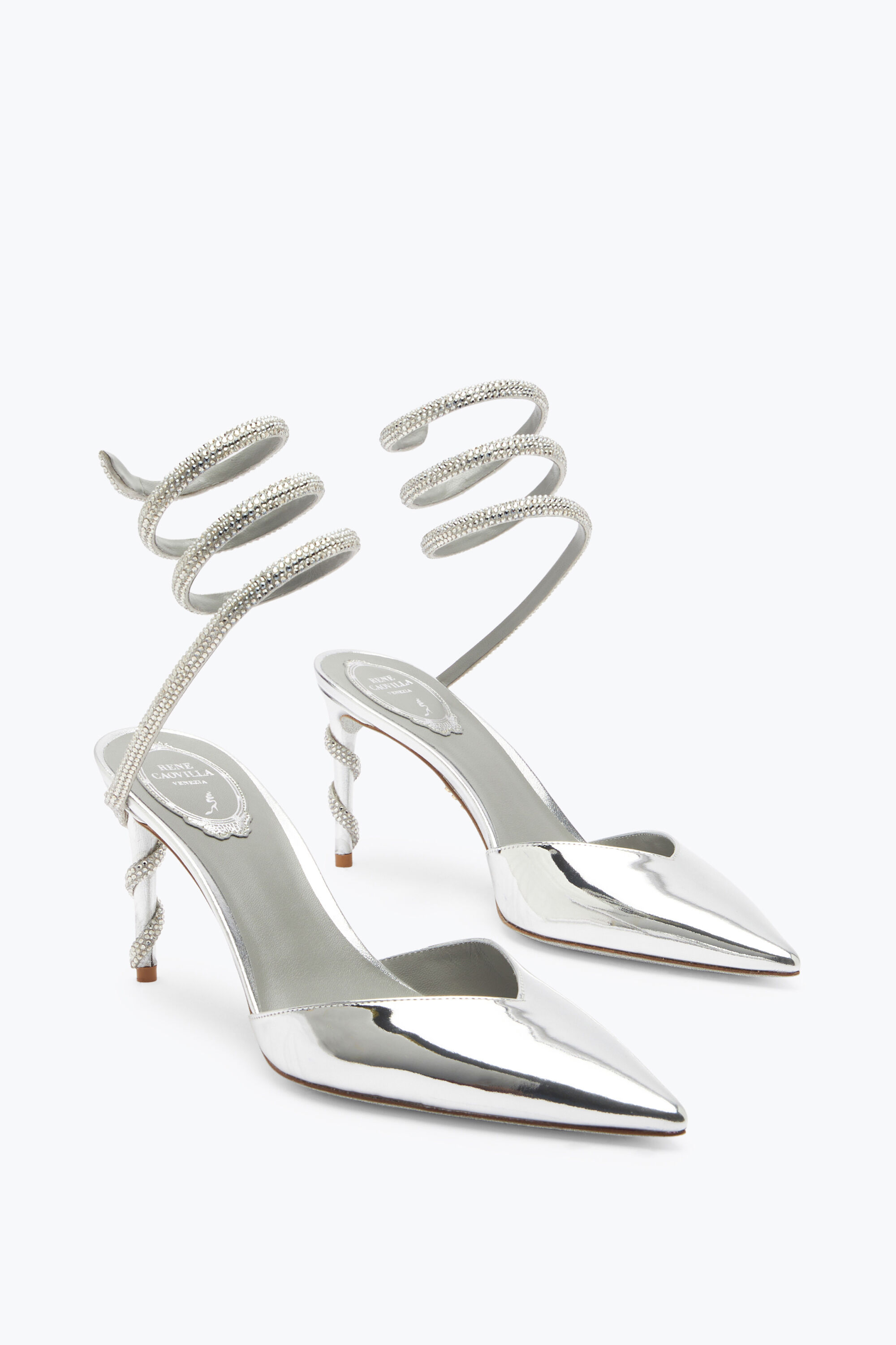 Jeweled Margot Silver Pump 80 | Rene Caovilla®