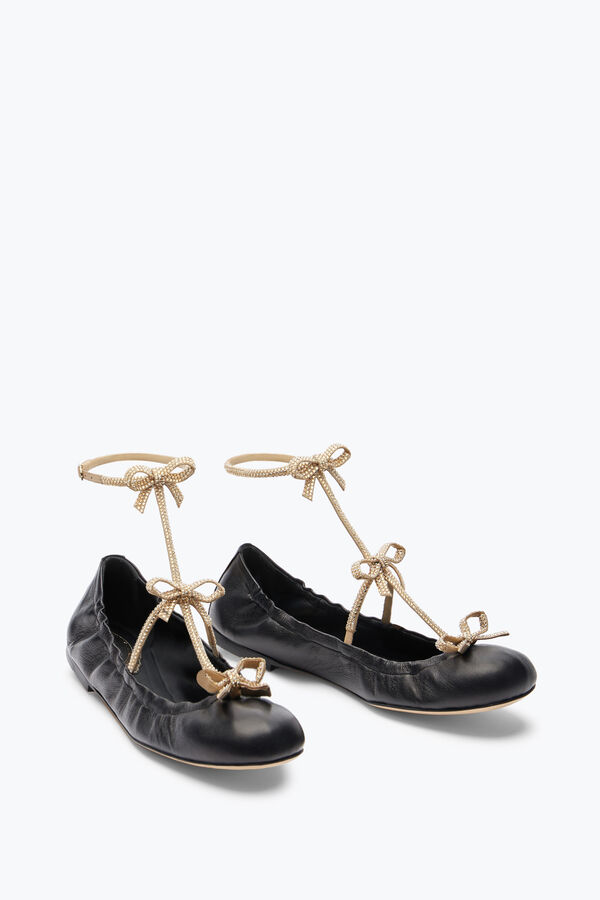 Caterina 黑色和金色芭蕾平底鞋 10