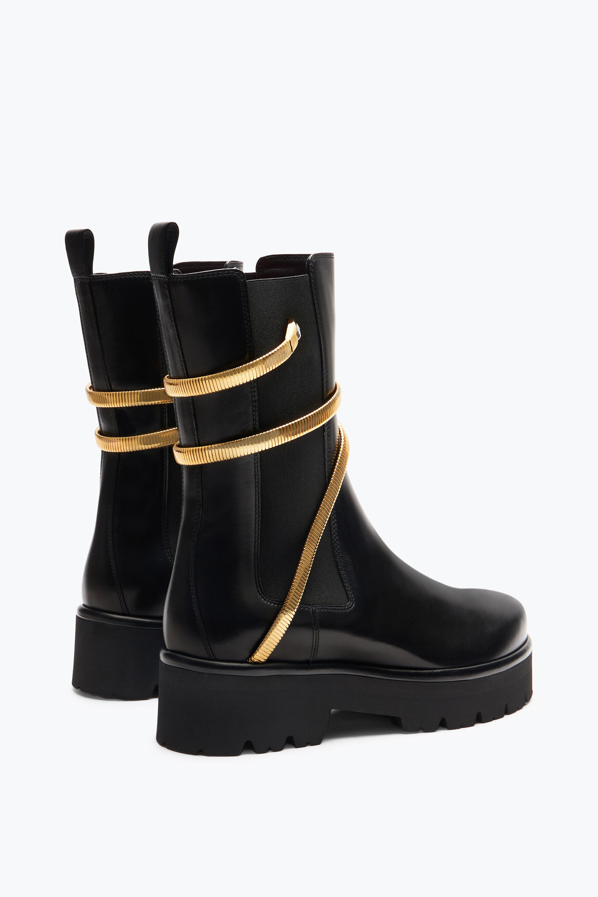Jeweled Juniper Black And Gold Biker Boot 45 Rene Caovilla