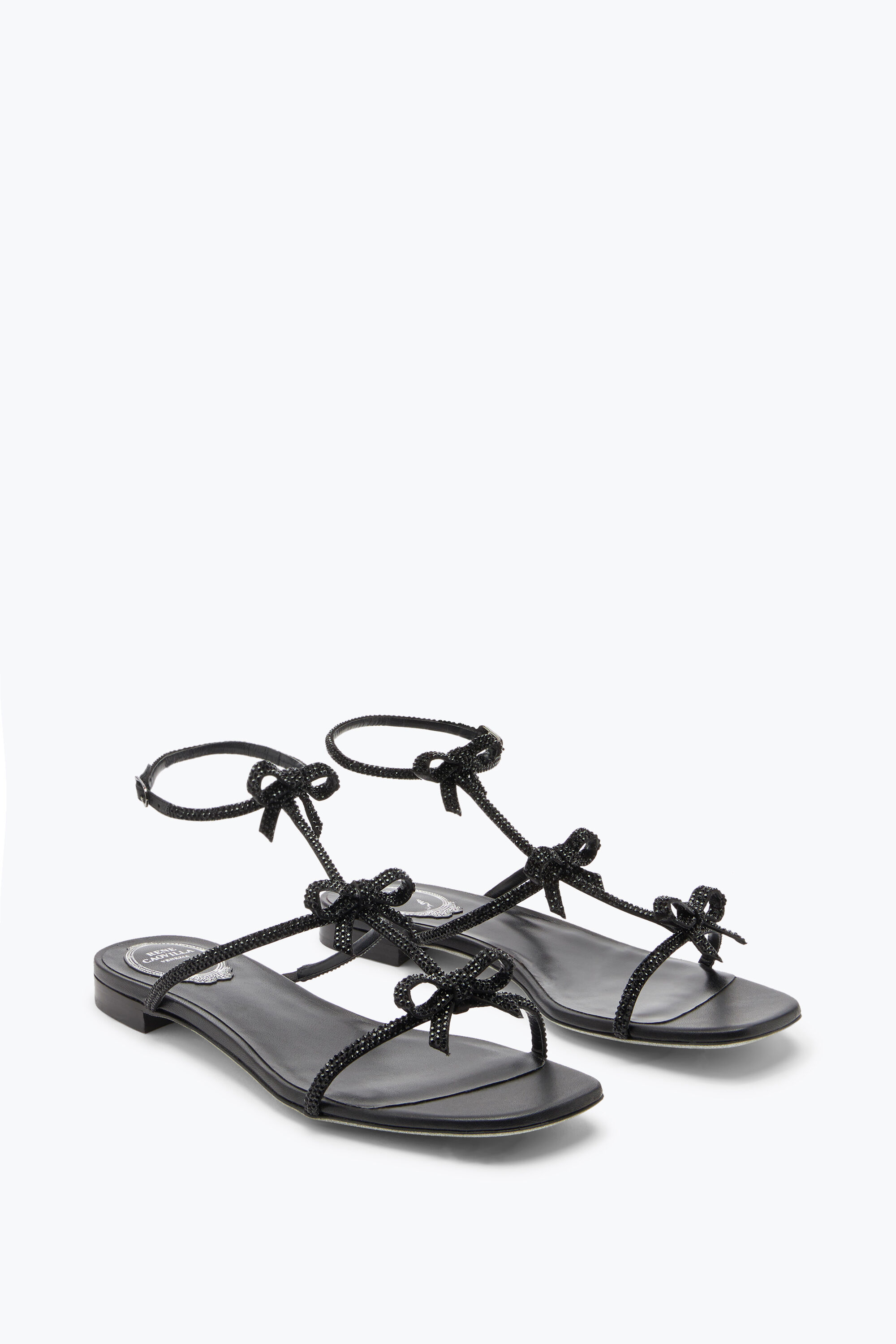 Sandalo Flat Caterina Nero 10 Flat gioiello Rene Caovilla