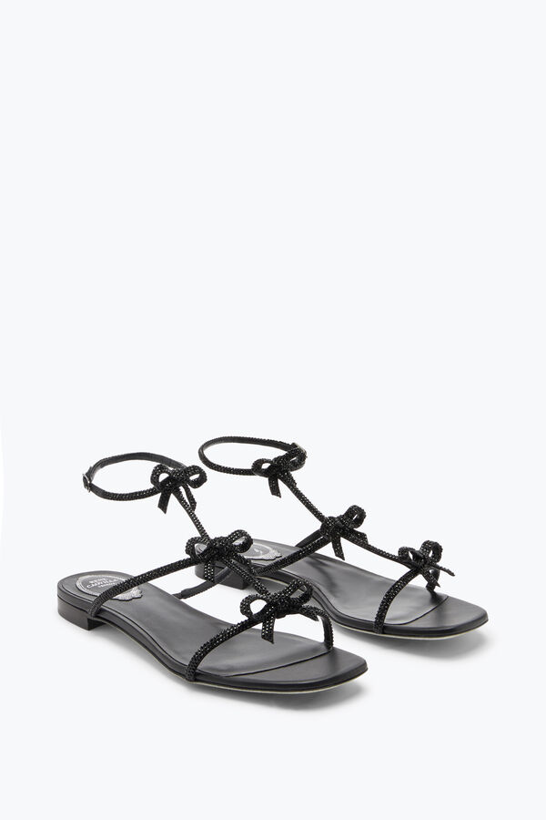 Caterina Black Flat Sandal 10