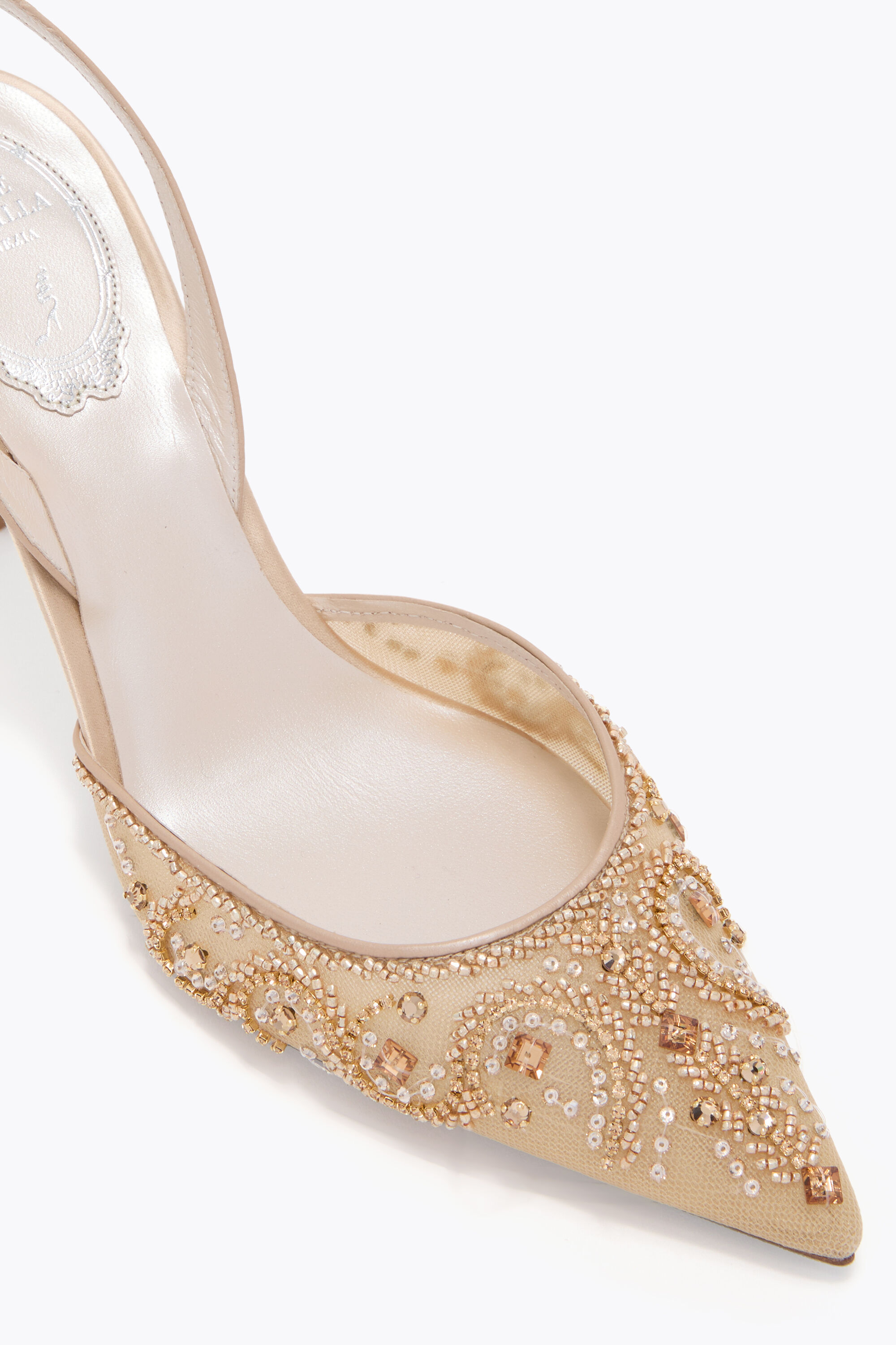 Jeweled JAHANARA GOLD SLINGBACK 80 | Rene Caovilla®