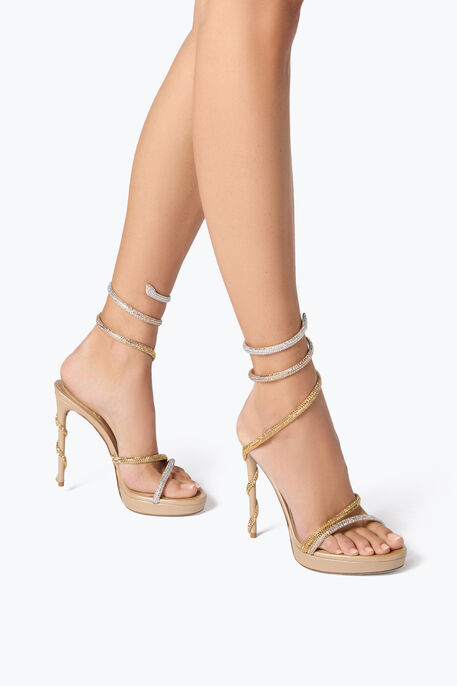 Margot Plateau Sandal With Gold And Silver Crystals 120 Margot Plateau Sandal With Gold And Silver Crystals 120