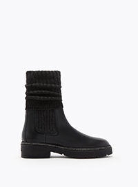 BIKA LEATHER AND CASHMERE BLACK ANKLE BOOT WITH CRYSTALS 50