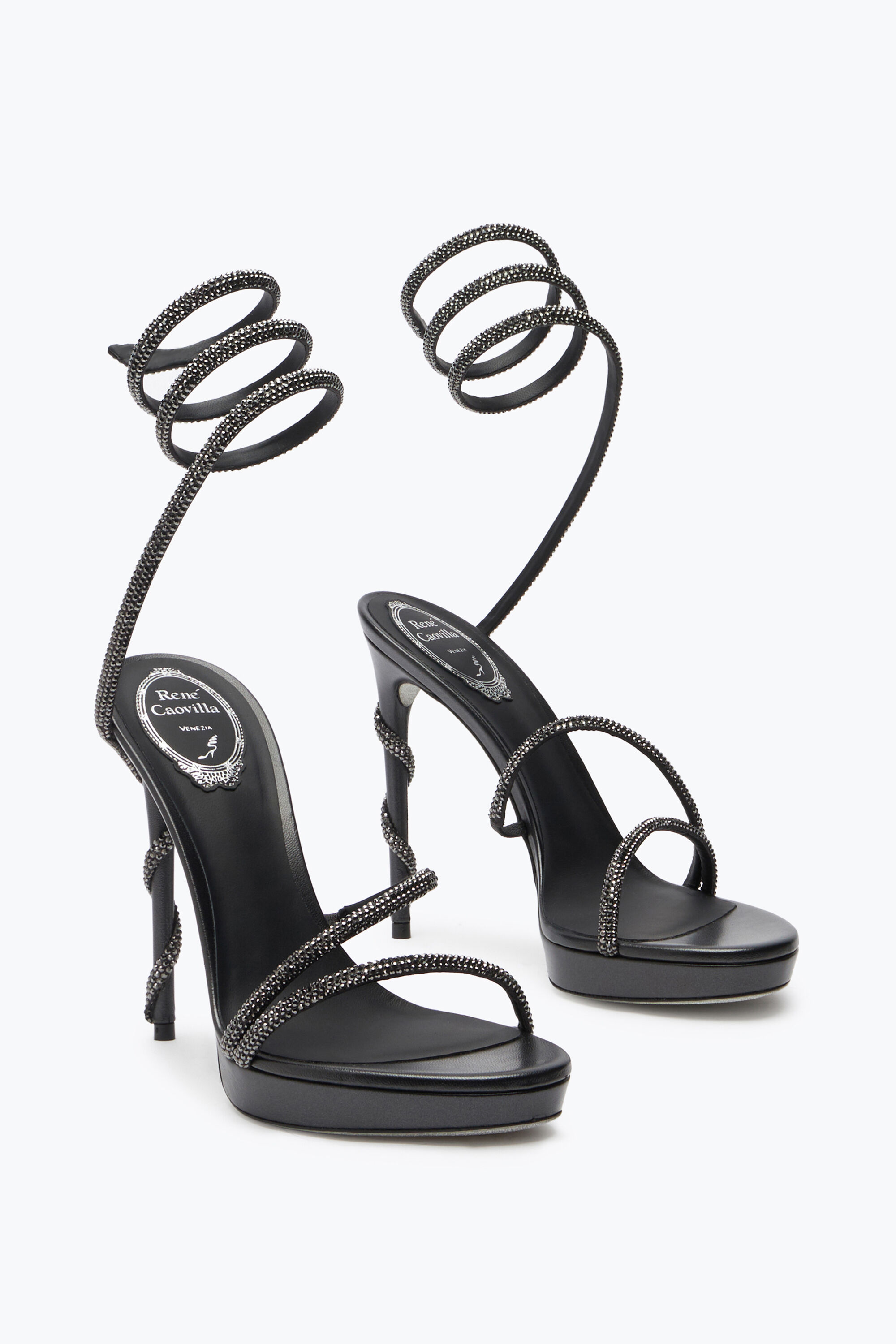 Margot Crystal Black Platform Sandal 120 Sandals in Gray for Women
