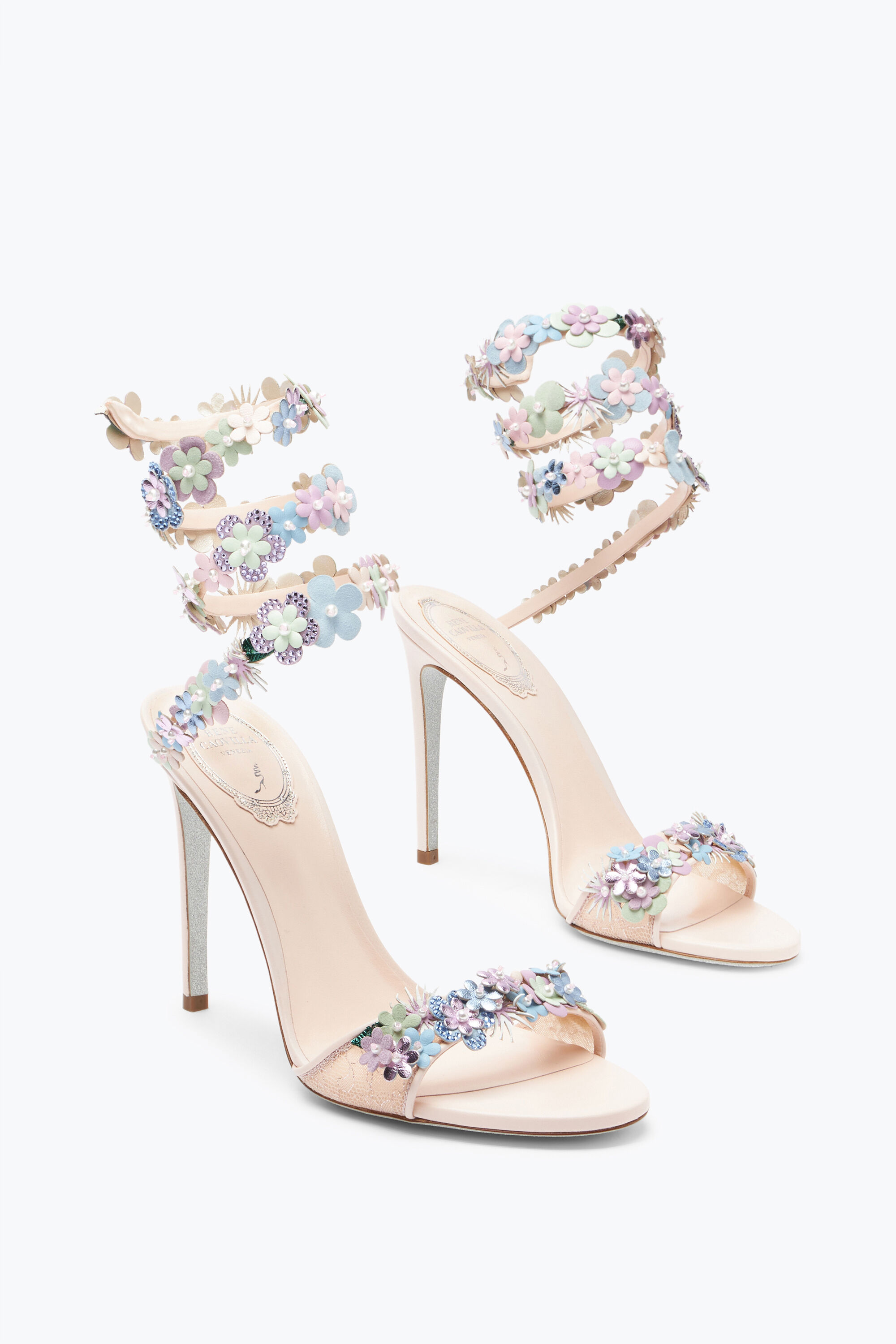 Sandalo Roxanne Con Fiori Multicolor 105 in Nude Sandali per