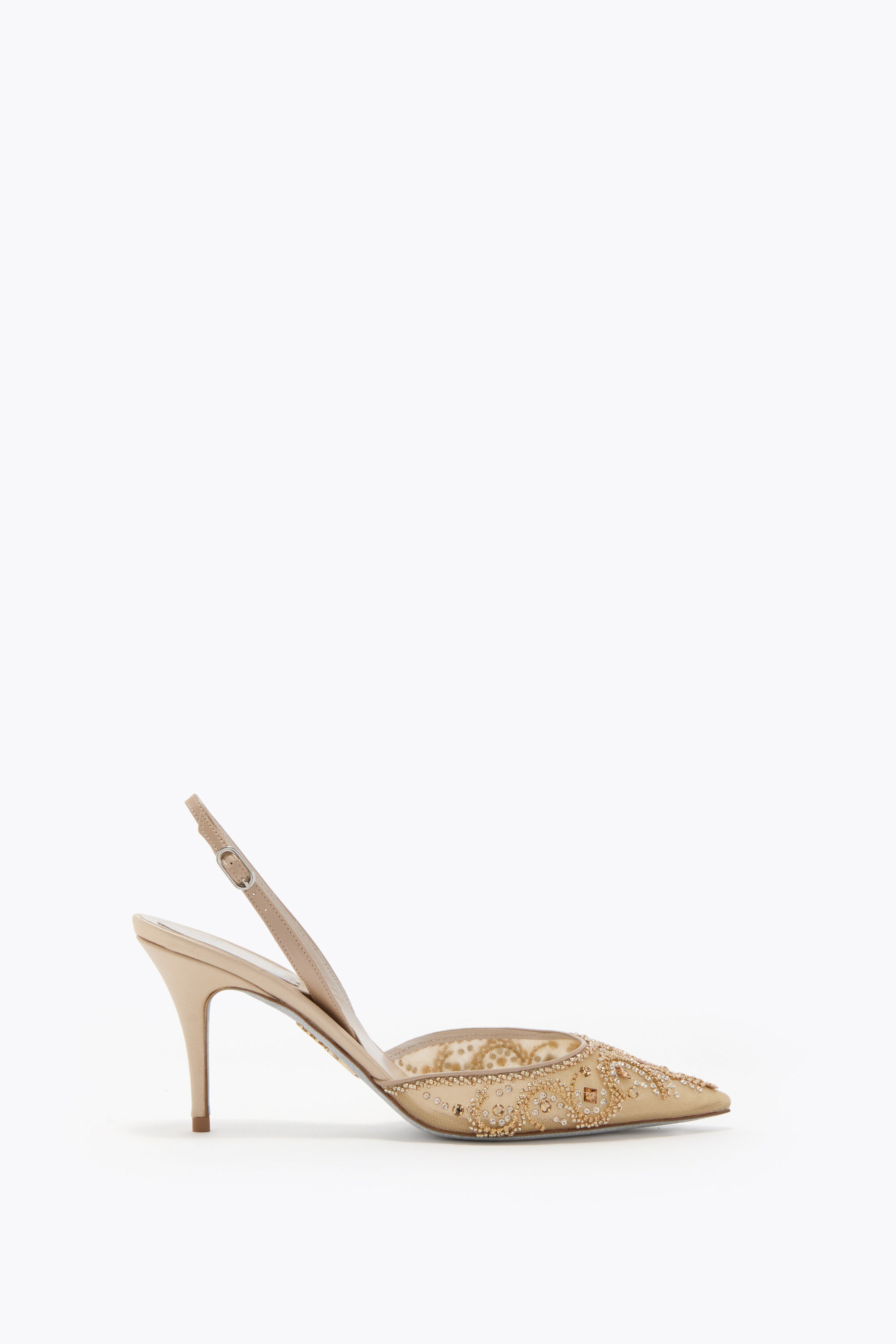 Jeweled JAHANARA GOLD SLINGBACK 80 | Rene Caovilla®