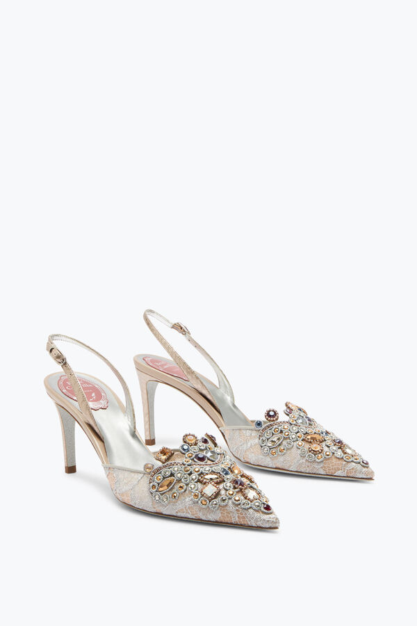 Slingbacks Con Joyas De Encaje Veneziana 75