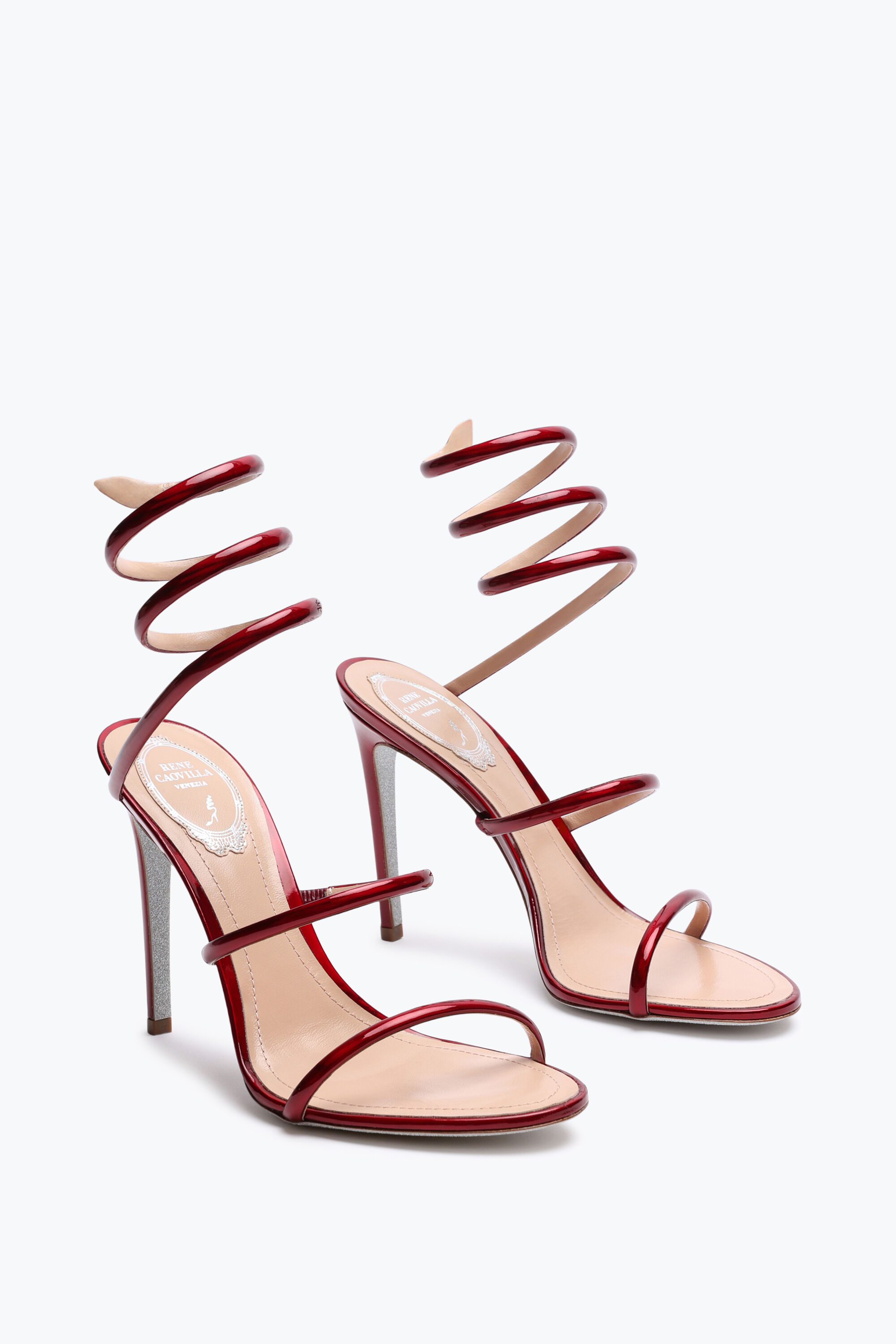 サンダル・ミュール RENE CAOVILLA Women Sandals C12478105VL013063 RED Jeweled CLEO RED SANDAL WITH CRYSTAL 105 | Rene Caovilla®