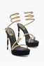 Margot Crystal Black-Gold Platform Sandal 130