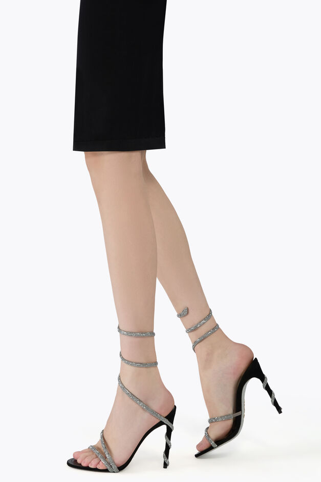 MARGOT BLACK SUEDE AND SILVER SANDAL 105