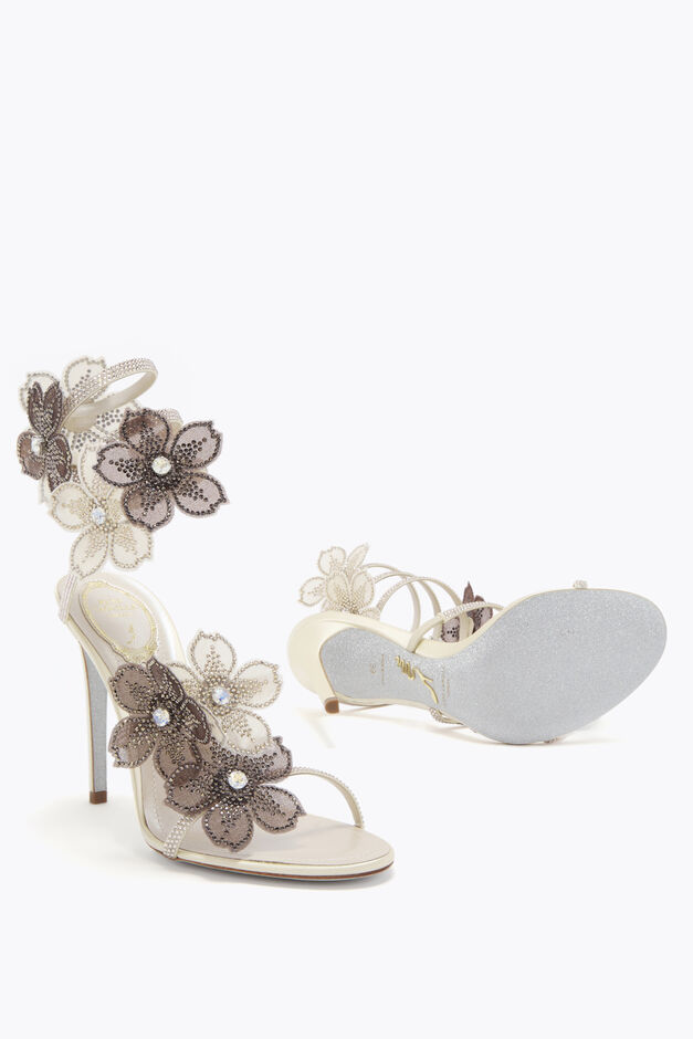 PEACH FLOWER IVORY AND GREY SANDAL 105 PEACH FLOWER IVORY AND GREY SANDAL 105