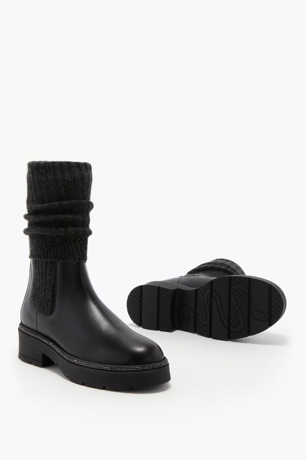 BIKA STIEFEL LEDER UND KASCHMIR MIT KRISTALLEN 50 IN SCHWARZE