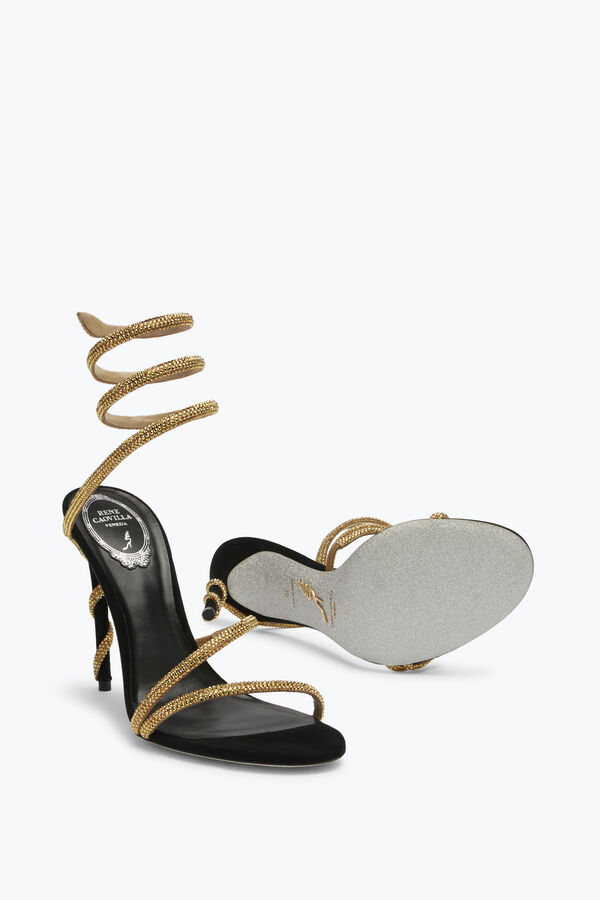 Margot Black Jewel Sandals Snake