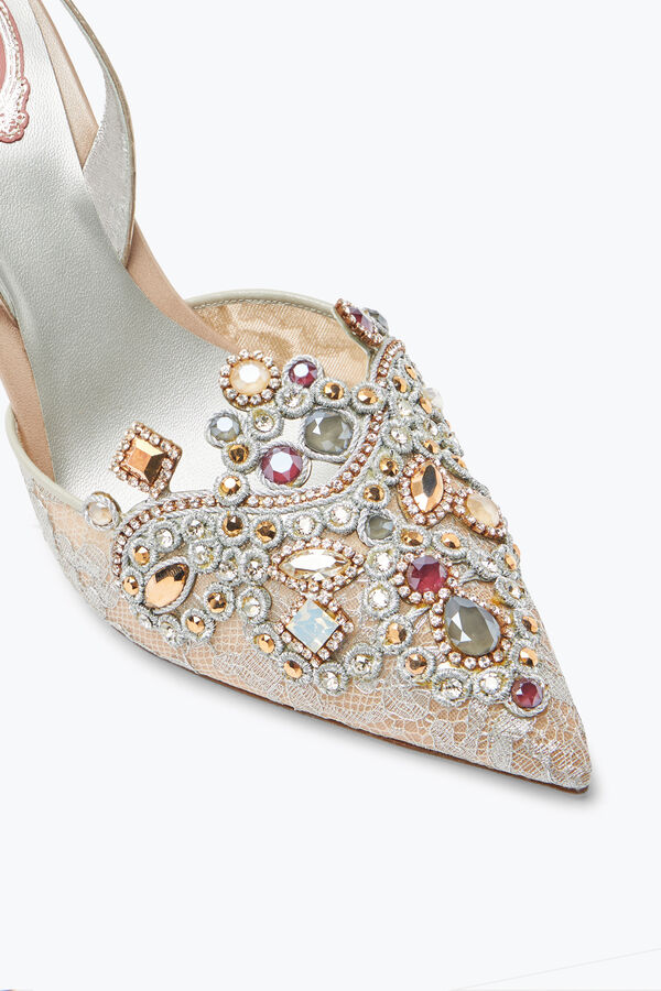 Graue Schmuck-Slingpumps Veneziana