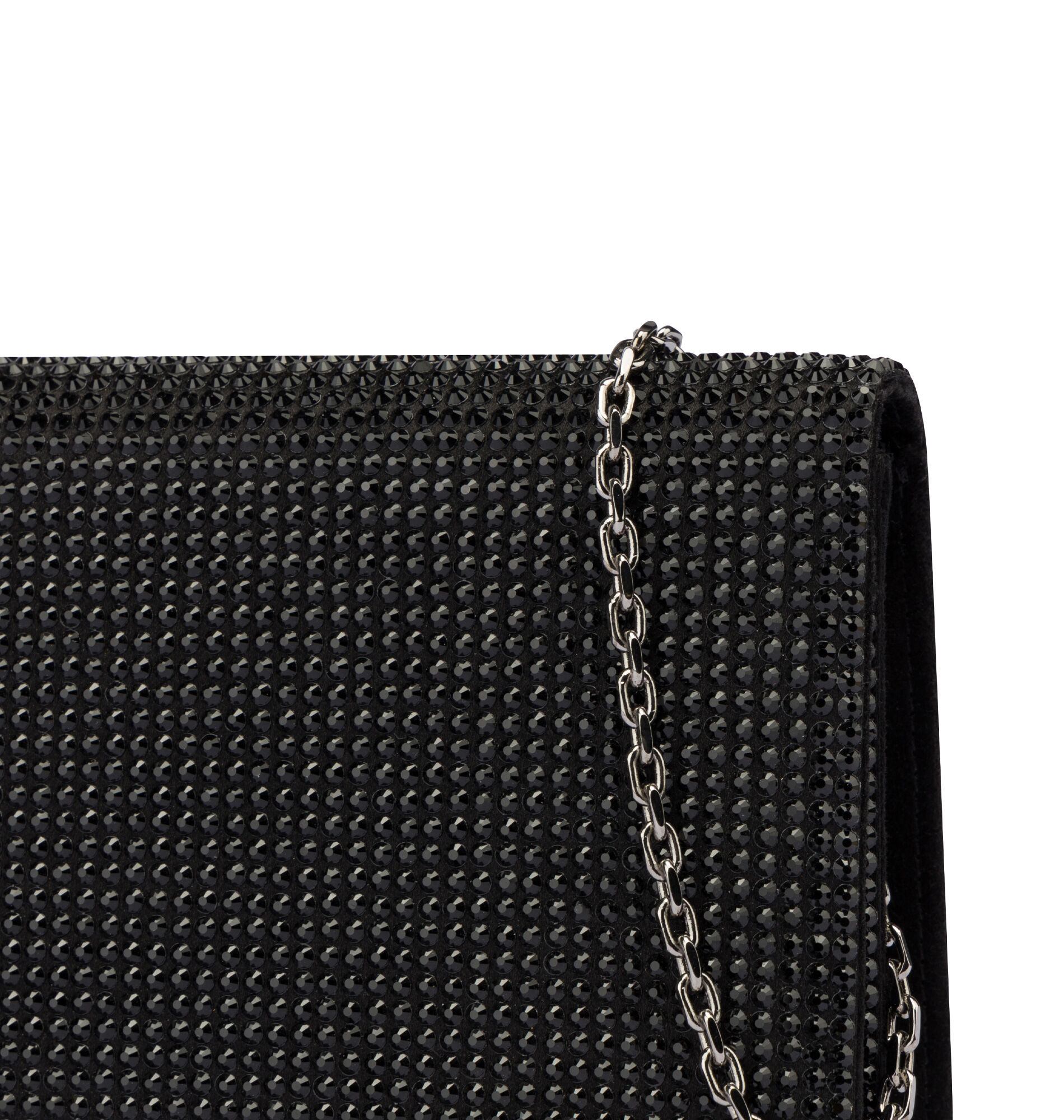 Black clutch bag sales with silver chain