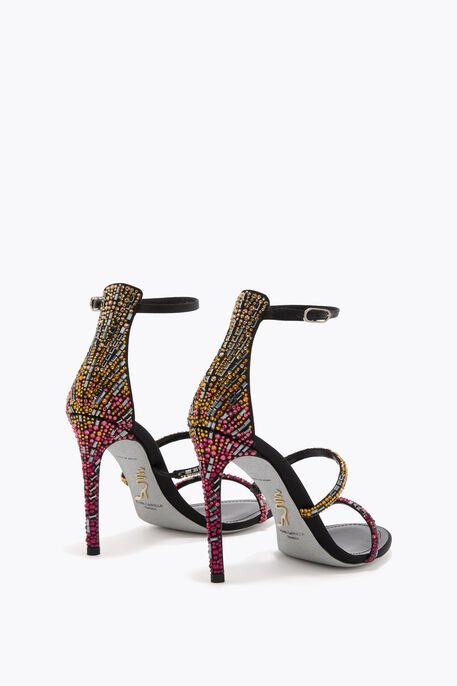 LADY BLACK SANDAL WITH SWAROVSKI CRYSTALS 105