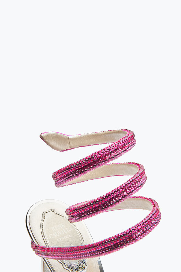 Cleo Silver Sandal With Pink Degradé Crystals 105