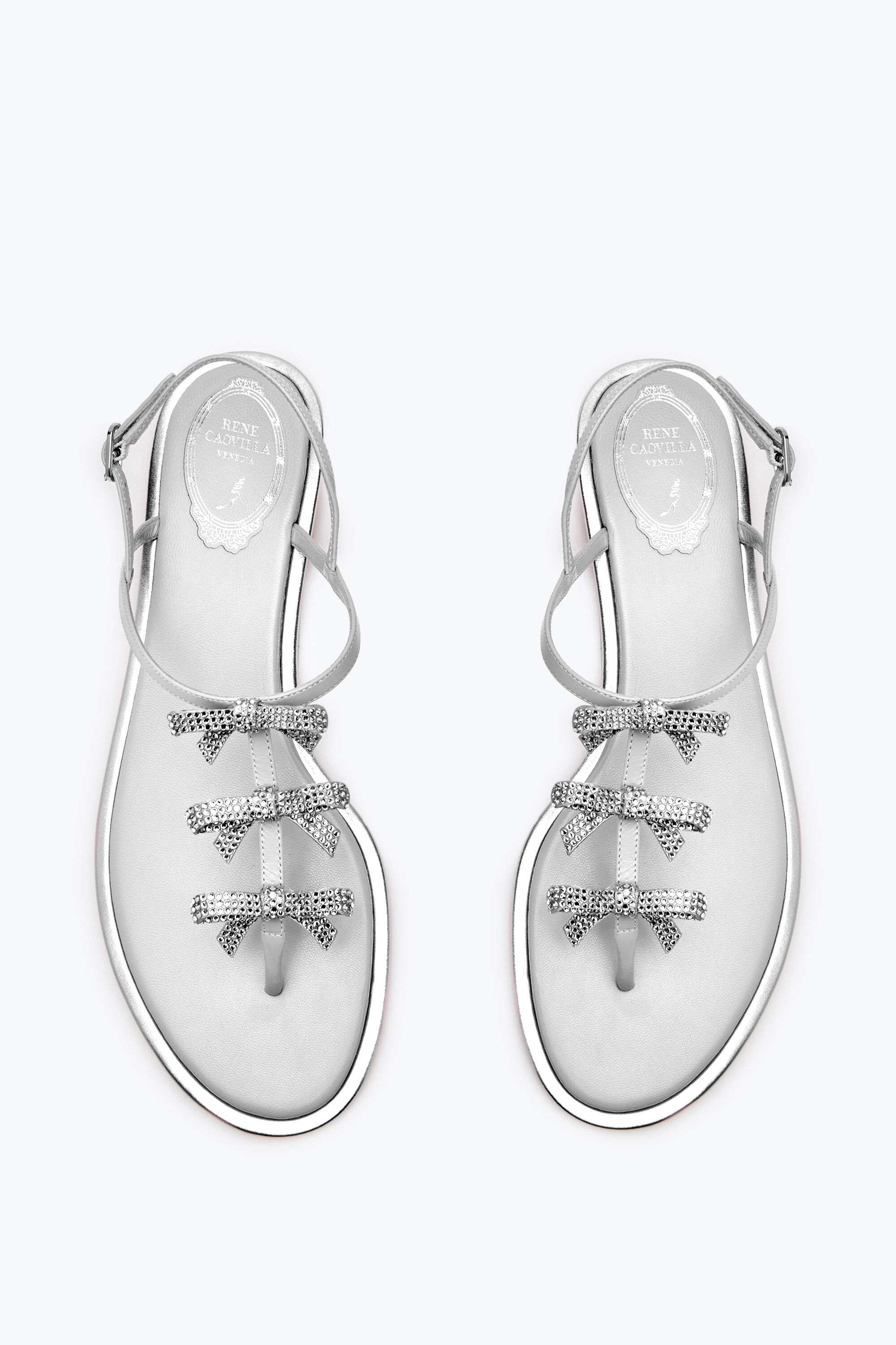 Jeweled Caterina Silver Thong Sandal 10 | Rene Caovilla®