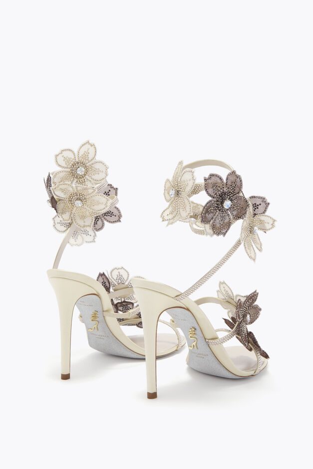 PEACH FLOWER IVORY AND GREY SANDAL 105