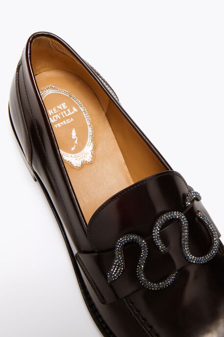 MORGANA DARK BROWN LOAFER WITH CRYSTALS 20