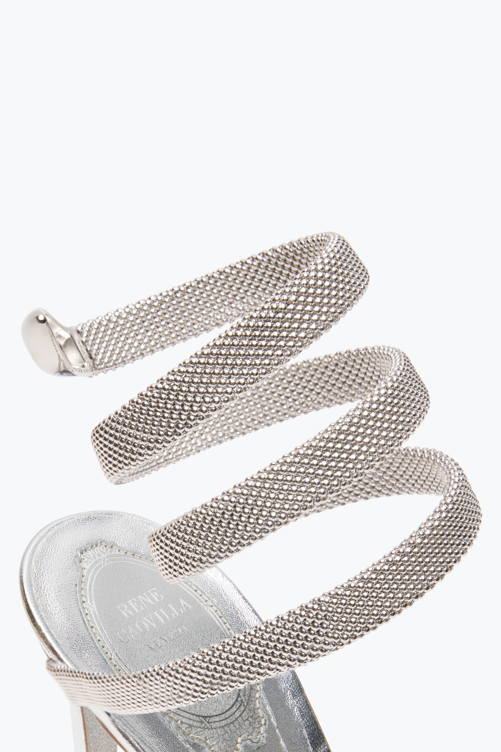 Jeweled Trigold Cleo Silver Sandal 105 | Rene Caovilla®