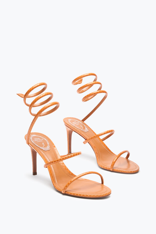 CLEO COGNAC AYERS LEATHER SANDAL 80