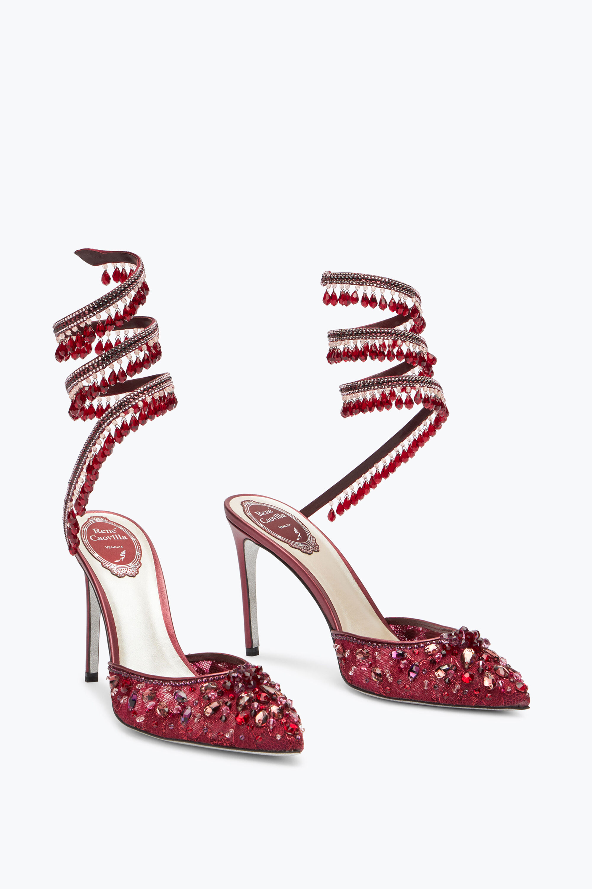 Jeweled Chandelier Crystal Ruby Red Pump 100 Rene Caovilla