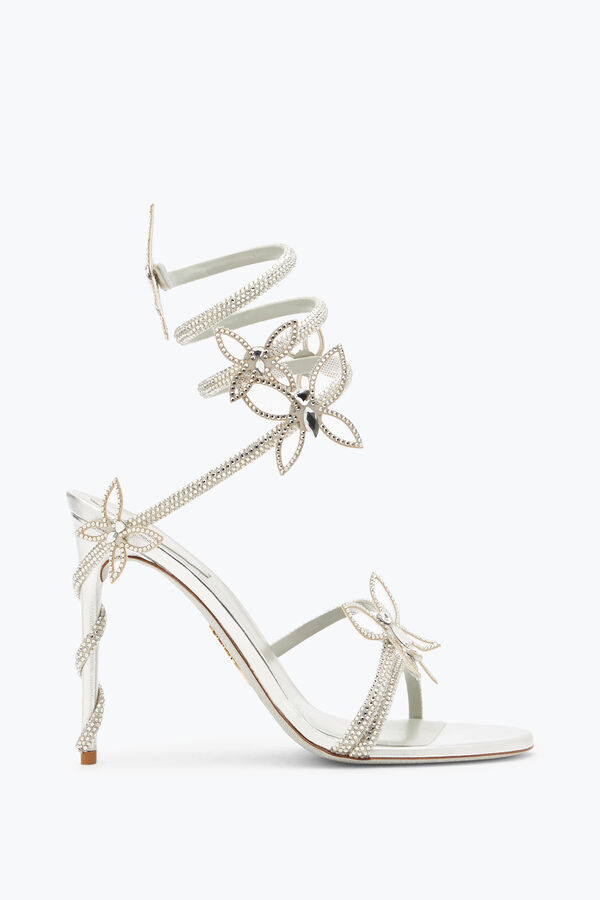 Sandale Margot grise &agrave; effet miroir avec papillons 105