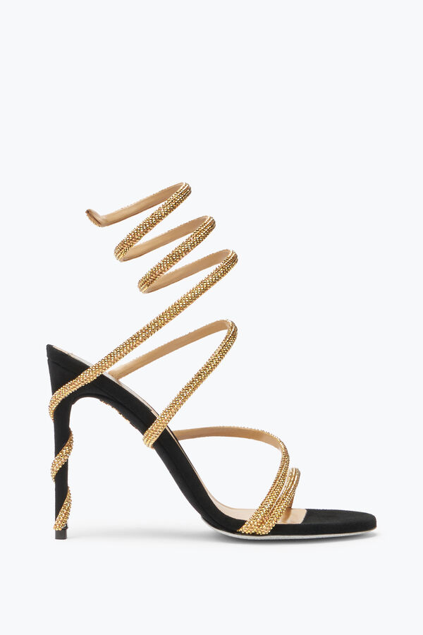 Margot Black And Gold Sandal 105 Sandals in Black for Women | Rene ...