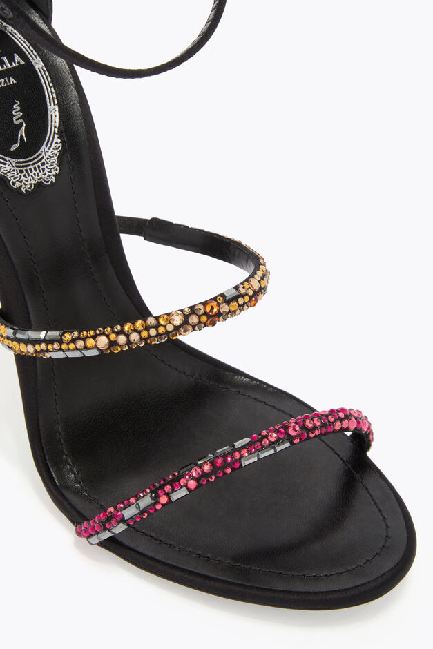 LADY BLACK SANDAL WITH SWAROVSKI CRYSTALS 105