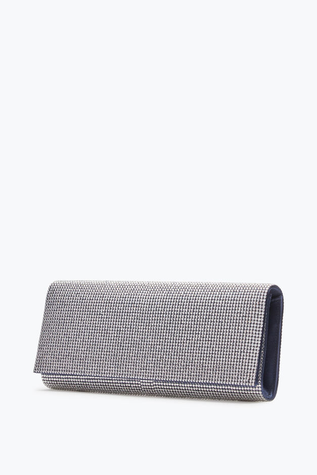 Zafira Blue Clutch With All-Over Crystals Zafira Blue Clutch With All-Over Crystals