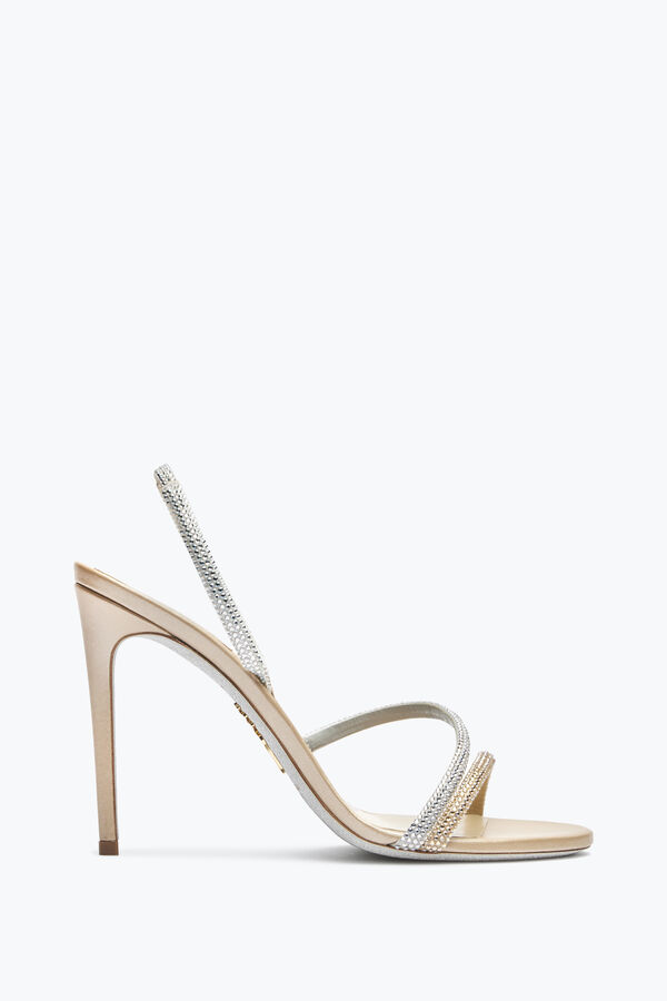 Sandalia Irina beige-plata con cristales 105