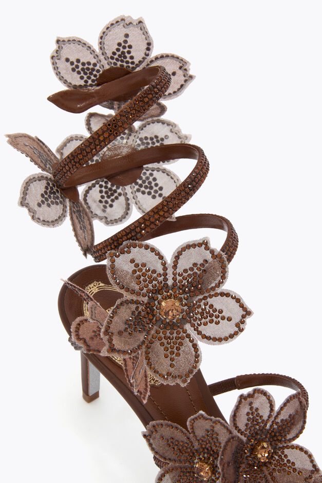 PEACH FLOWER BROWN SANDAL 80