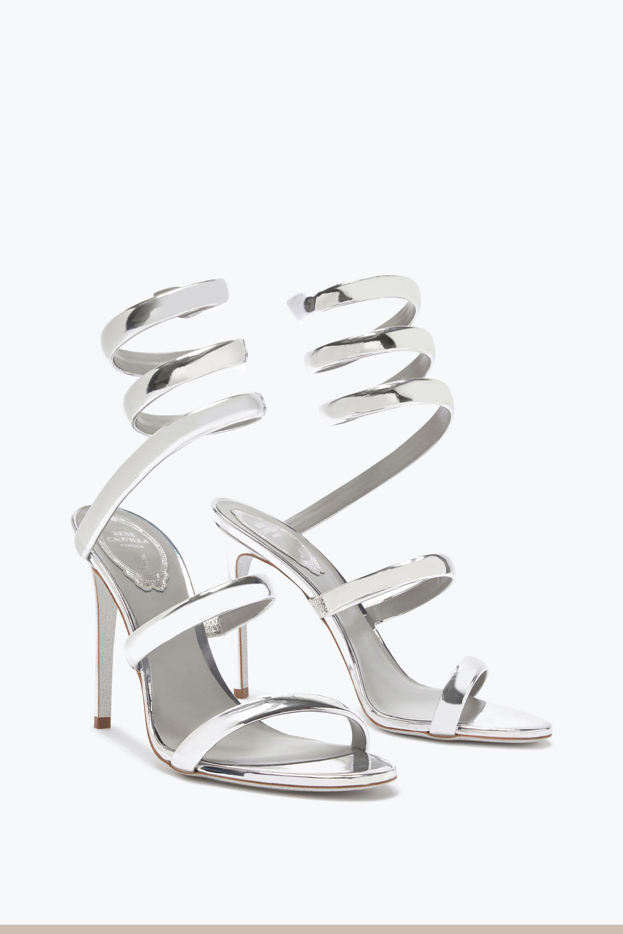Jeweled Cleo Silver Sandal 105 Rene Caovilla