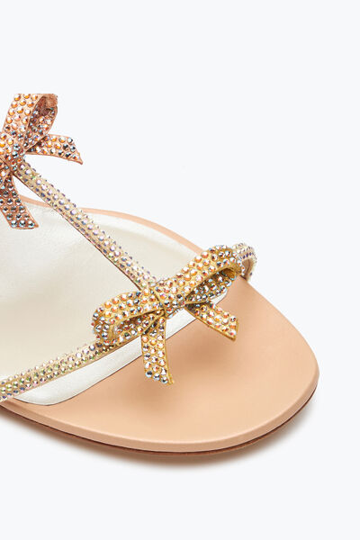 Rene Caovilla サンダル 36(22.5cm位) ゴールドx黒 【古着】【中古  