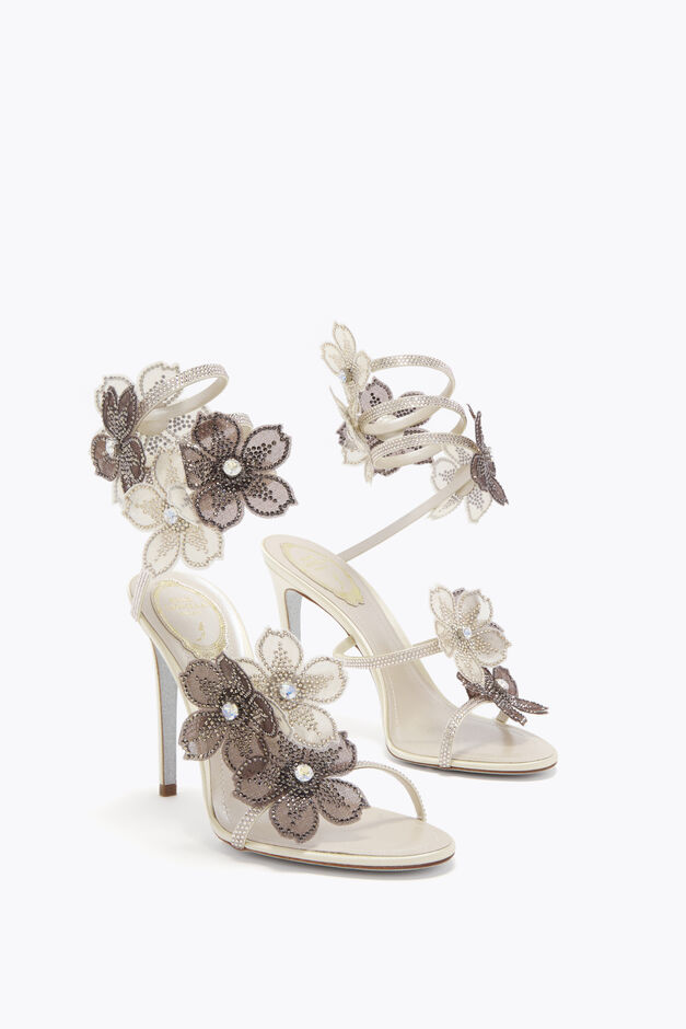 PEACH FLOWER IVORY AND GREY SANDAL 105