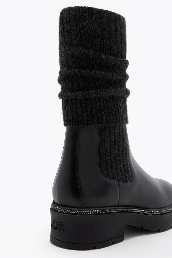 BIKA STIEFEL LEDER UND KASCHMIR MIT KRISTALLEN 50 IN SCHWARZE