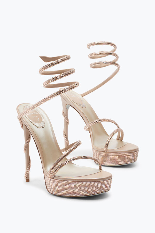 Margot Crystal Beige Platform Sandal 130